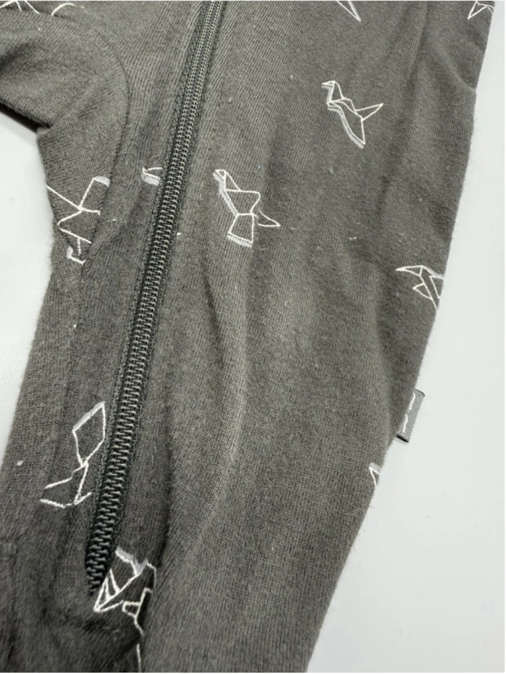 modern moments by Gerber Gray Bird Print Newborn Knit Coverall Zip One-Piece